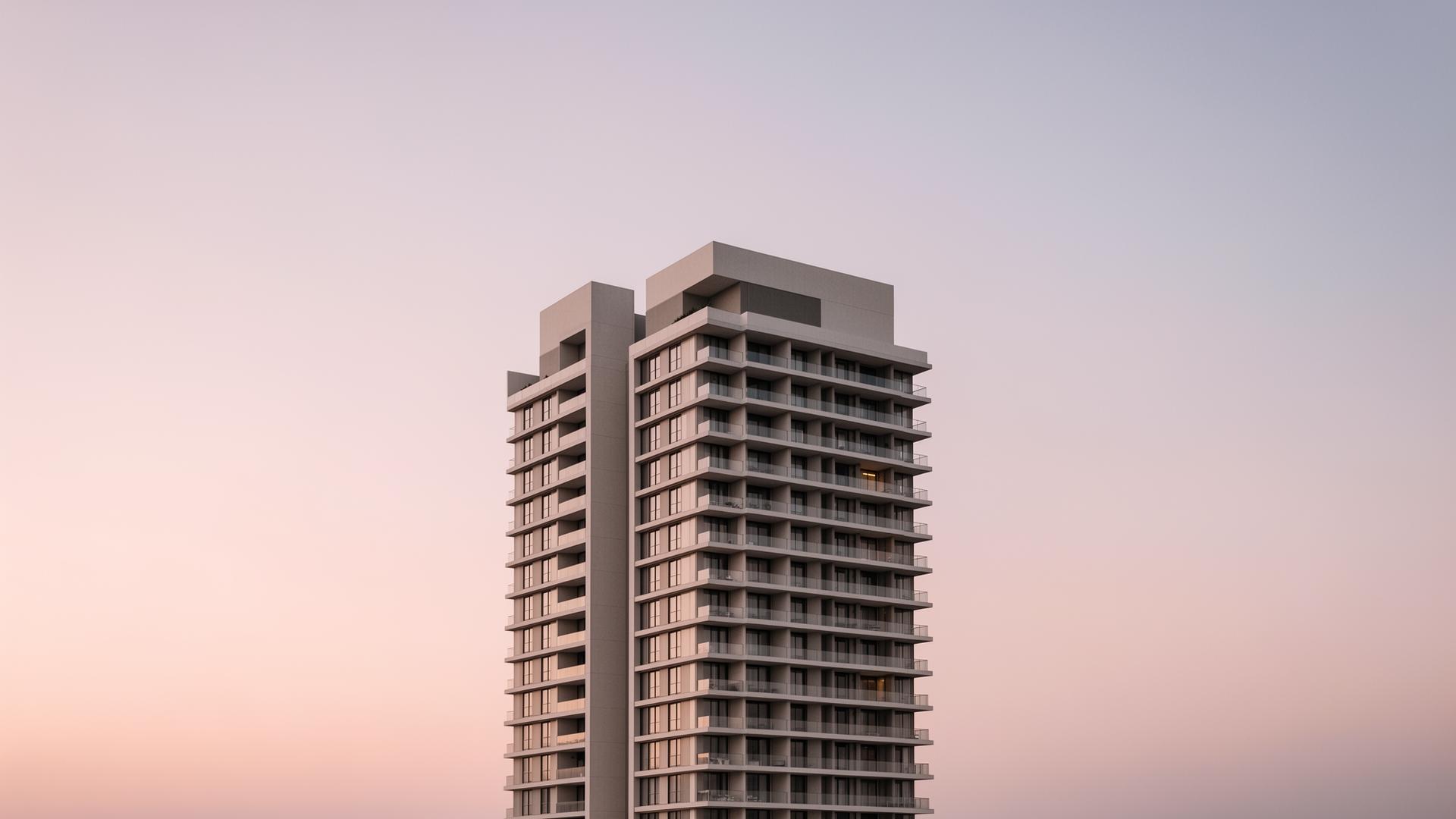 Architectural twilight tower